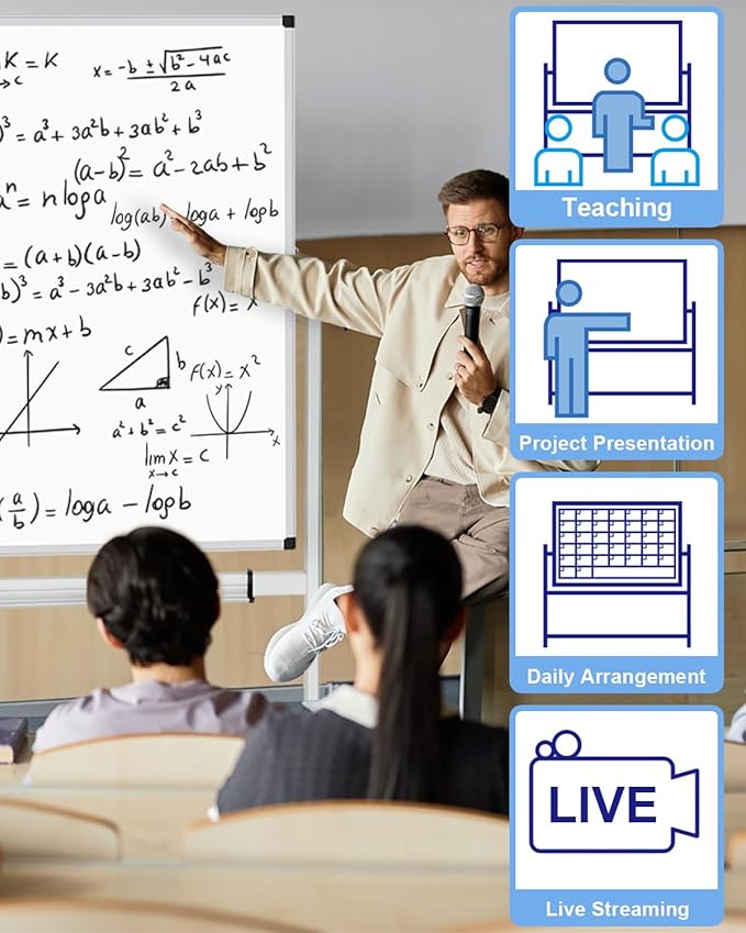 XBoard Rolling Moblie Whiteboard, 44x30 inches Double Sided Magnetic Dry Erase - Image 5