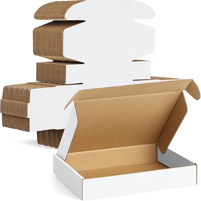 Famagic 30 Pack 11x8x2 Inch Small Shipping Boxes White Corrugated Cardboard by Famagic