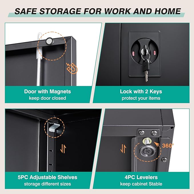 SISESOL Wide & Deep Metal Storage Cabinet - Image 6