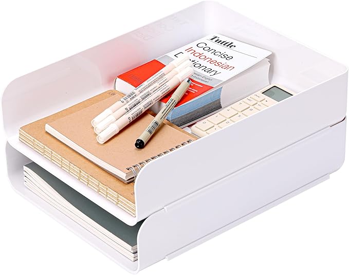 Letter Tray, PET Letter Tray Desk Organizer, Stackable Document Organizer by CiWiVOKi