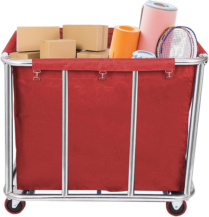 10 Bushels Laundry Cart Commercial/Home, Heavy Duty Large Stainless Steel - Image 4