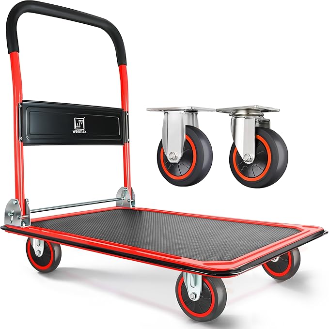 Push Cart Dolly by Wellmax, Moving Platform Hand Truck, Foldable by Wellmax