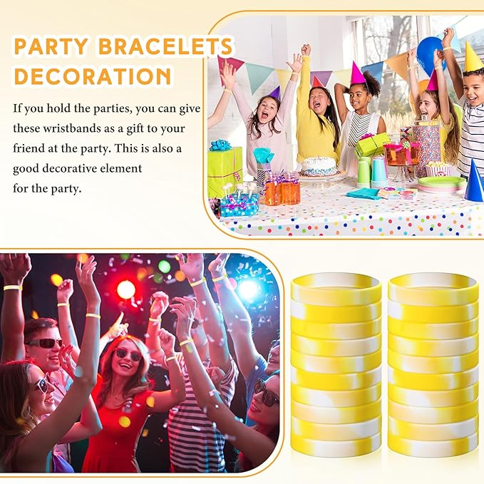 Liliful 100 Pcs Silicone Rubber Wristbands Rubber Wristband Bracelet Bands - Image 5