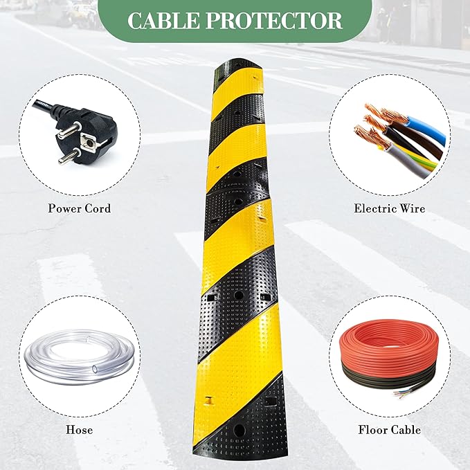 2-Pack 6FT Heavy Duty Speed Bumps – 25, 000Lb Capacity Recycled Rubber Traffic - Image 3