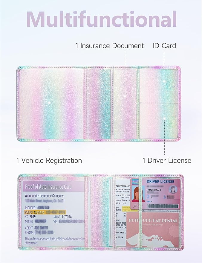 Mymazn Car Registration and Insurance Holder, PU Leather Glove Box Car Organizer - Image 2