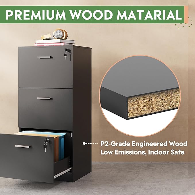 DEVAISE 3 Drawer File Cabinet - Image 4