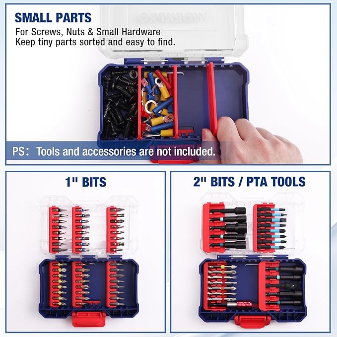 WORKPRO Small Parts Organizer 3 Pieces, Portable Stackable Hardware Storage Case - Image 3