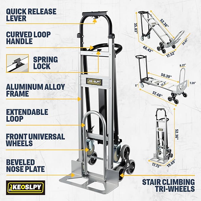 3 in 1 Industrial Convertible Hand Truck, Folding 1000 LBS Capacity Heavy Duty - Image 5