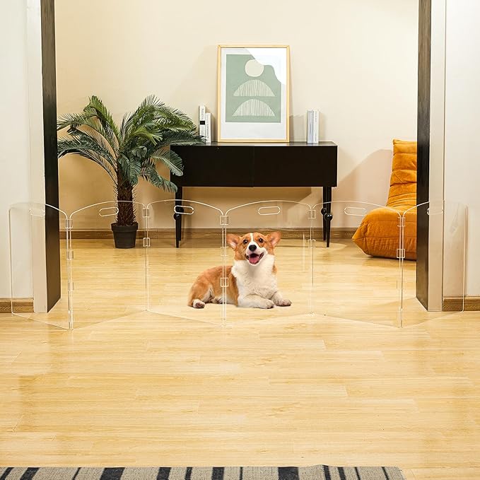 Modern Frame Clear Acrylic Freestanding Pet Gate - Image 2