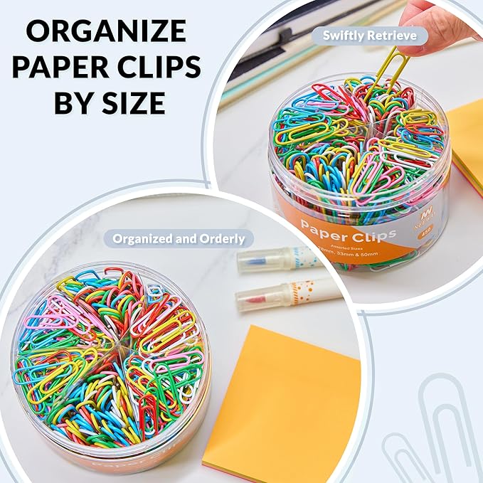 NEEWAY 450pcs Paper Clips Assorted Sizes - Image 3