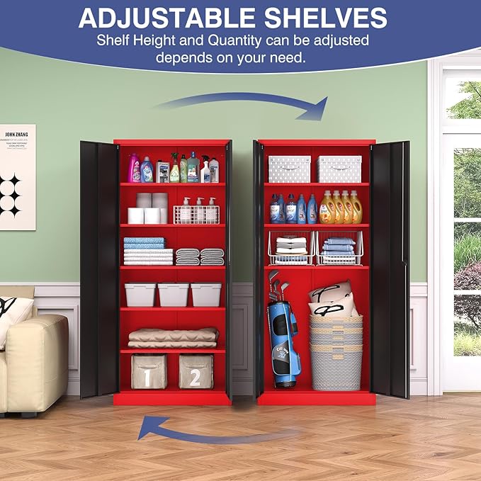 72 Inch Metal Cabinet, Lockable Storage Cabinet - Image 7