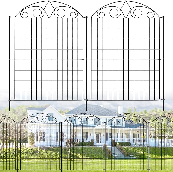 SUNLAX 5 Panels Garden Fence 12ft x 40in Metal Fence Panels Dog Fence Animal by SUNLAX