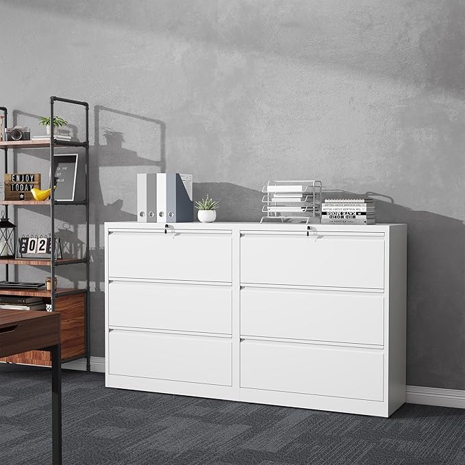3 Drawer File Cabinet with Lock, Lateral Filing Cabinets, Metal Storage Filing - Image 8