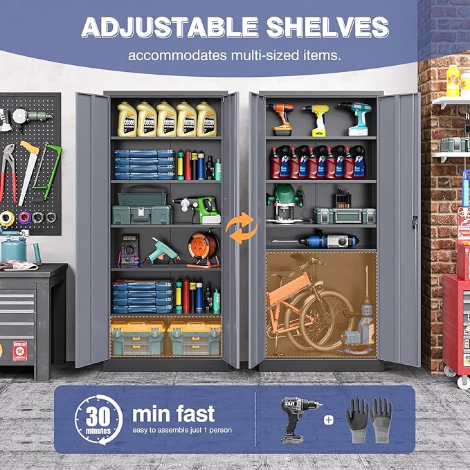 Metal Garage Storage Cabinet, Lockable Tool Cabinet - Image 4