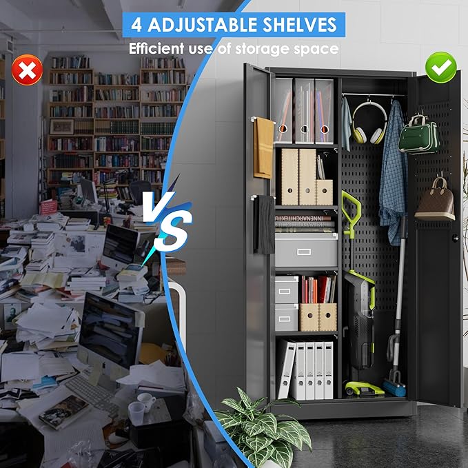 27.55 in Wide Garage Storage Cabinet, Metal Storage Cabinet - Image 4
