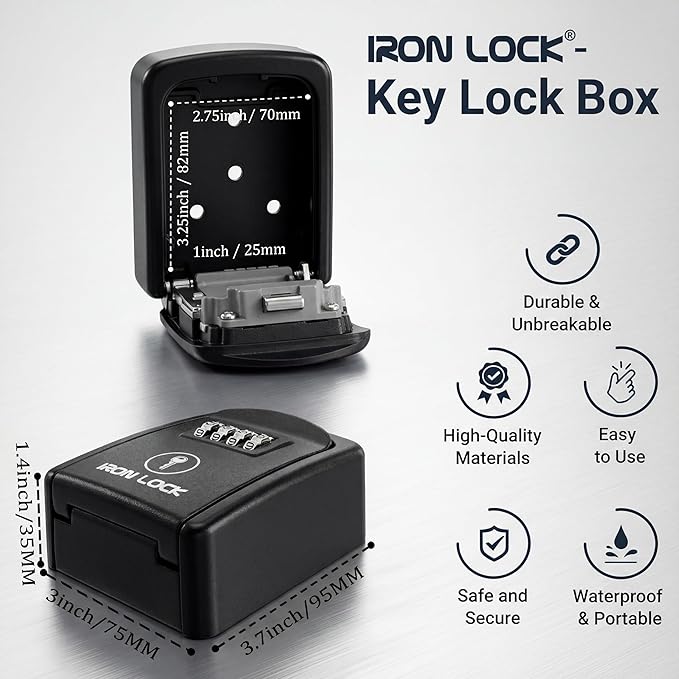 Iron Lock® Wall Mount Key Lock Box – Waterproof Heavy Duty Metal Lock Box - Image 3
