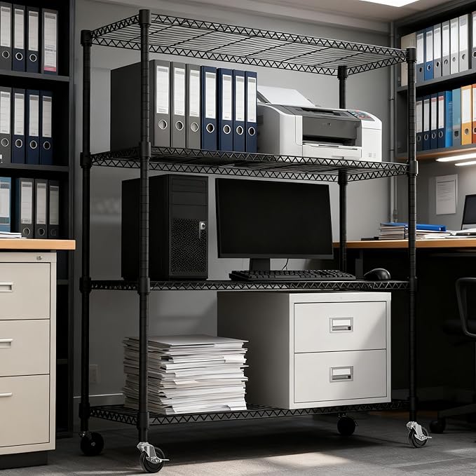 4 Tiers Shelf 1400 lbs Steel Storage Shelving Utility Shelving Unit Steel - Image 8