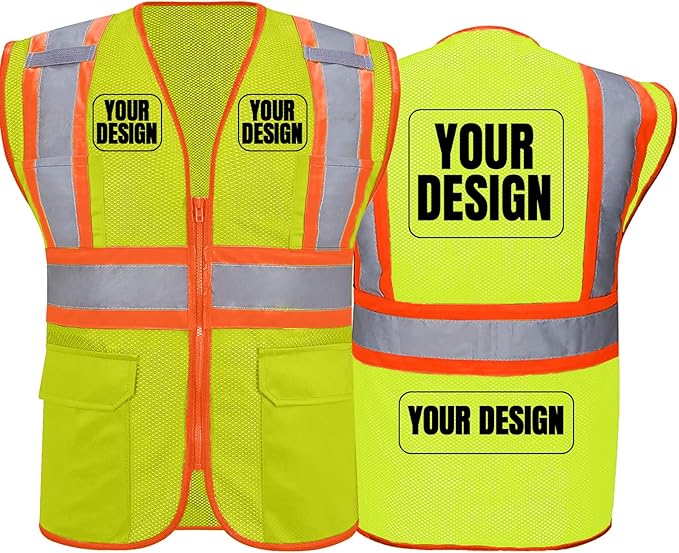 BeautyWill Custom Safety Vest Customized Logo Class 2 High Visibility by BeautyWill