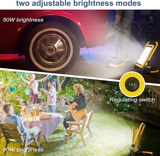 10000LM LED Work Light, 50/80W Patterns Portable Flood Light - Image 4