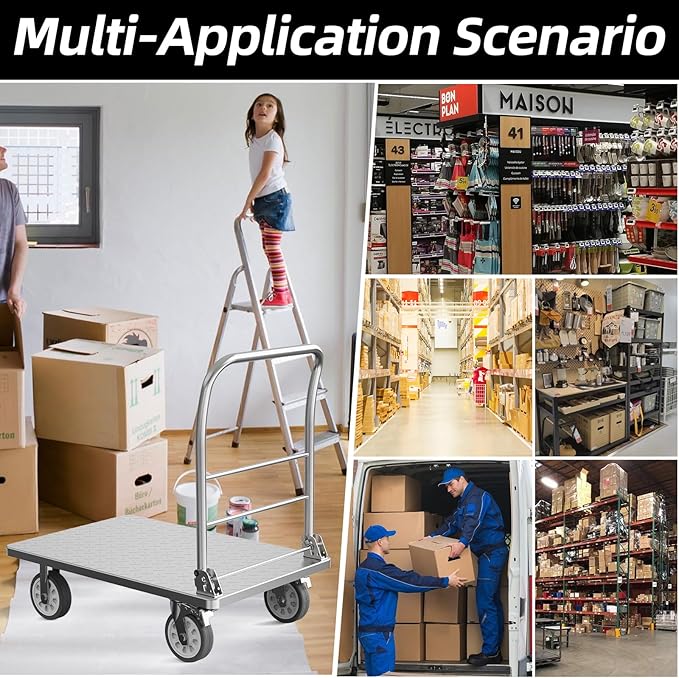 Heavy Duty Platform Truck Cart, Flatbed Cart Folding Hand Trucks, - Image 8