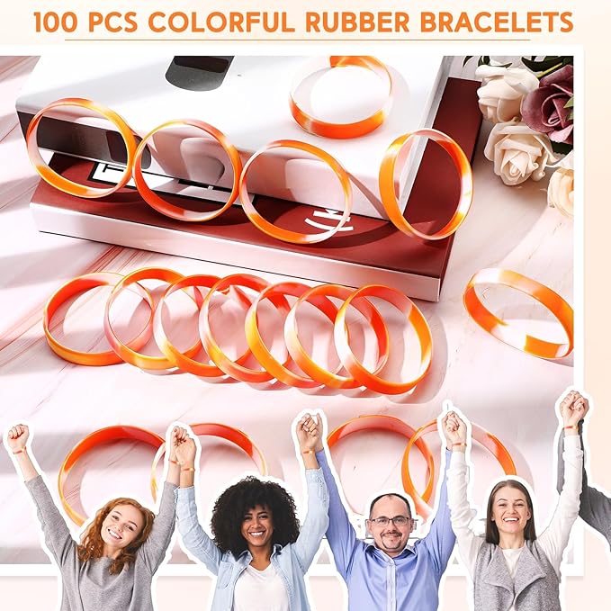 Liliful 100 Pcs Silicone Rubber Wristbands Rubber Wristband Bracelet Bands - Image 3