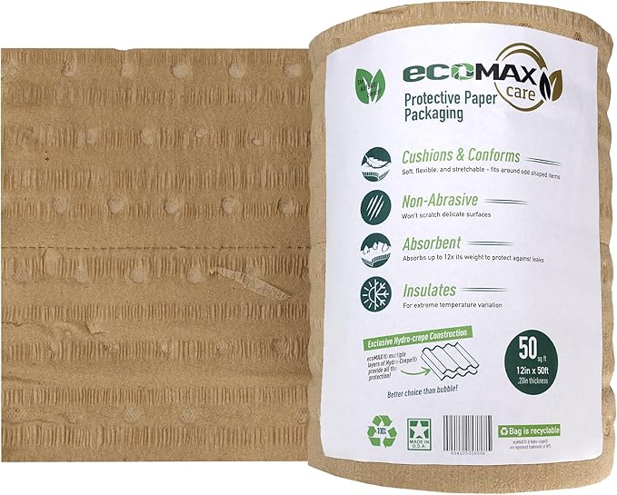 IDL Packaging 12" x 50' EcoMax™ Kraft Paper Cellulose Wadding by IDLPackaging