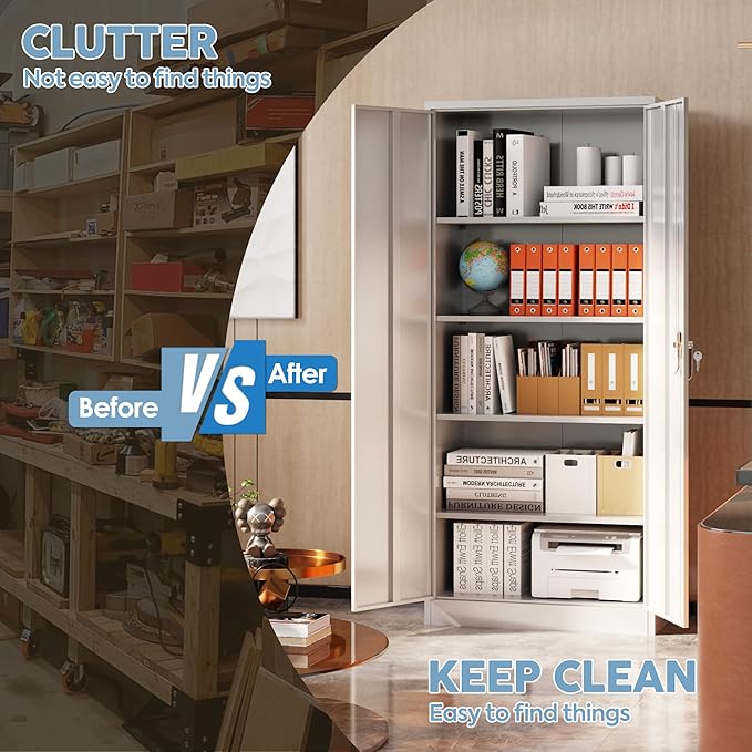 Metal Garage Storage Cabinet, Steel Lockable File Cabinet - Image 5