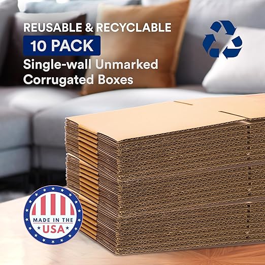 BOX USA Moving Boxes Medium 18"L x 14"W x 12"H 10-Pack | Corrugated Cardboard - Image 3