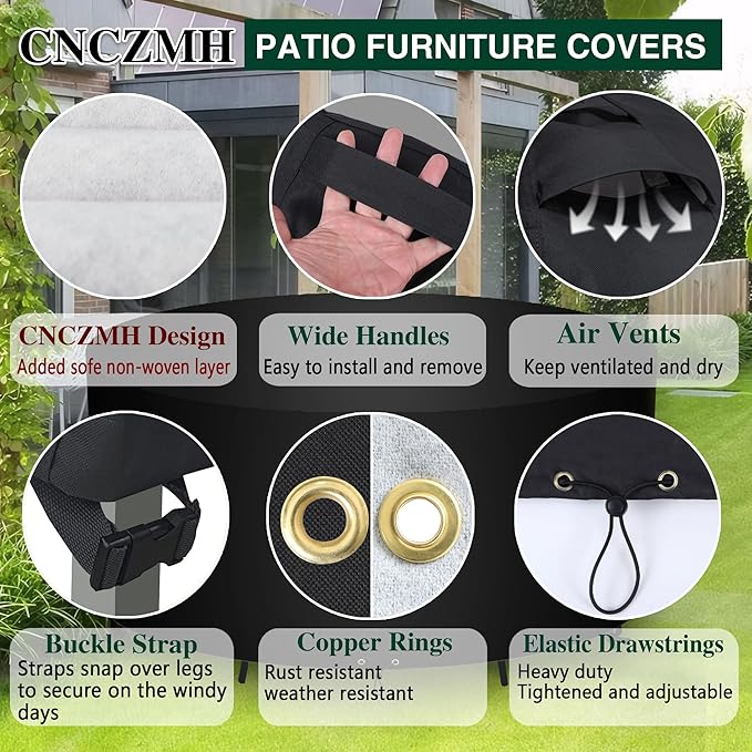 Heavy Duty Patio Furniture Covers Waterproof, 600D Round Outdoor Furniture - Image 5