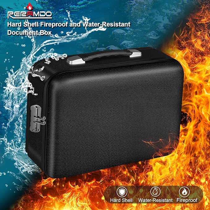 Fireproof Document Box, Hard Shell Fireproof Box, Document Organizer - Image 2