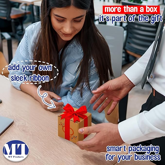 MT Products Custom Printed Kraft Cardboard Shipping Boxes 4" x 4" x 4" - Image 3