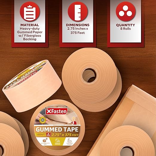 XFasten Water Activated Tape Brown - Image 3