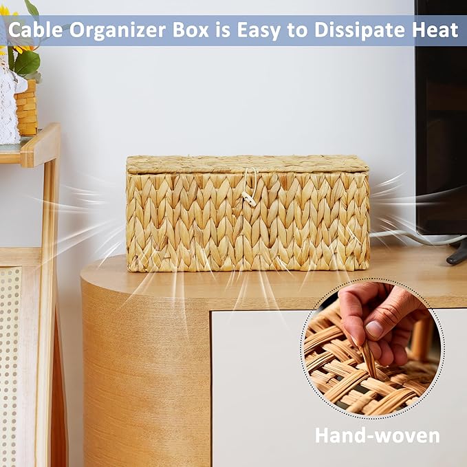 efluky 2 Pack Hand-Woven Cable Management Box - Image 5