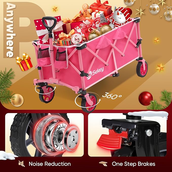 Sekey Pink Collapsible Foldable Wagon - Image 6