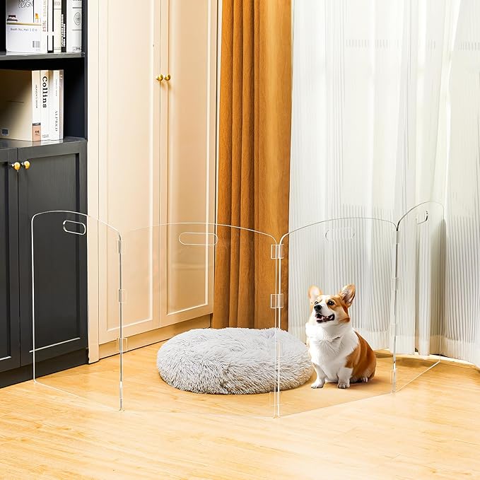 Modern Frame Clear Acrylic Freestanding Pet Gate - Image 5