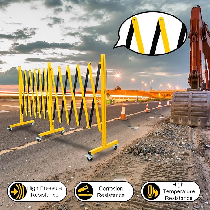 Industrial Expandable Barricade Gate, 16.4 Ft Retractable Traffic Fence - Image 6