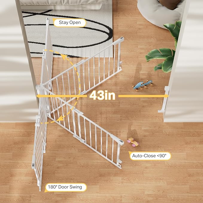 Cumbor 34" Extra Tall No Bottom Bar Baby Gate - Image 6