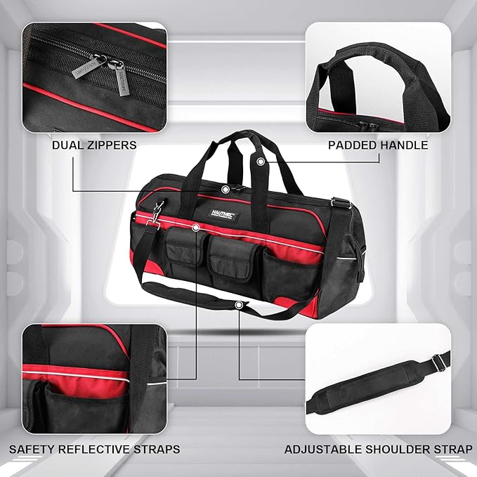 HAUTMEC 24" Large Pro Tool Bag, Heavy-Duty 1680D Double-Layer Fabric Wide Mouth - Image 2