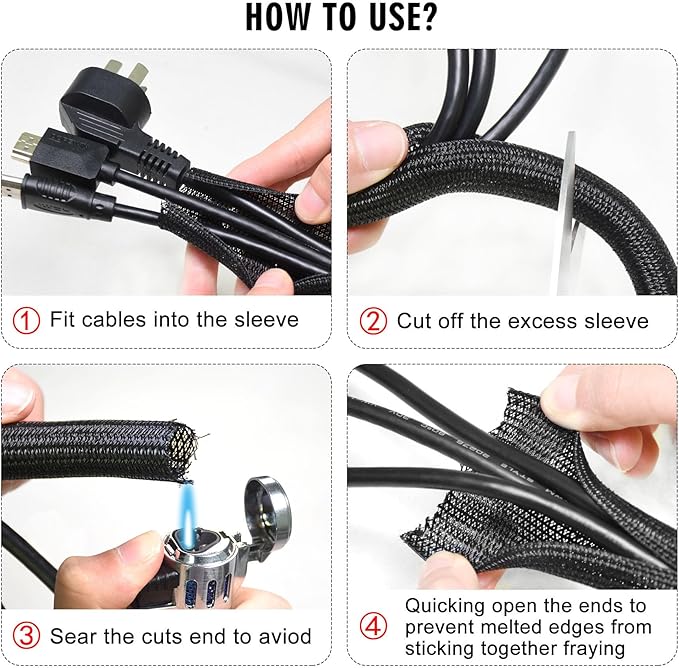 10ft - 1/2 inch Cord Protector Cable Sleeve Split Wire Loom Tubing - Image 7