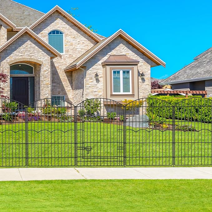 Decorative Garden Fence 6 Panels 14.8ft×38in No Dig Animal Barrier Fencing by FIRSTNESS