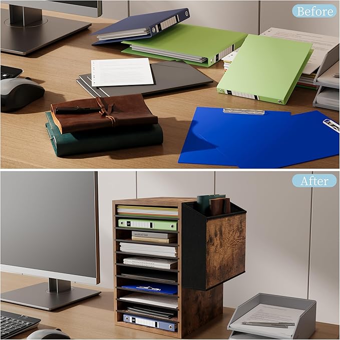 Office Mail Sorter, Wooden Paper Organizer - Image 7