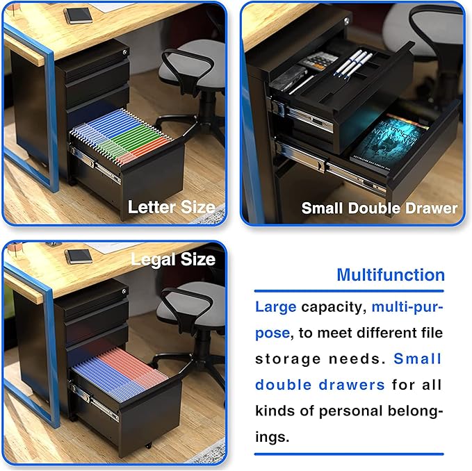 Aobabo 3 Drawer File Cabinet - Image 7