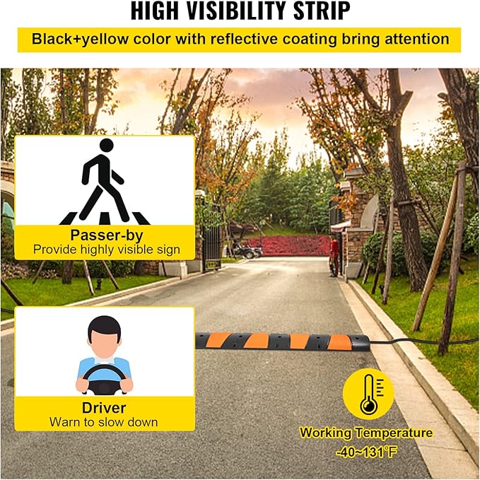 VEVOR Rubber Speed Bump, 1 Pack 2 Channel Speed Bump Hump, 72.8" Long Modular - Image 5