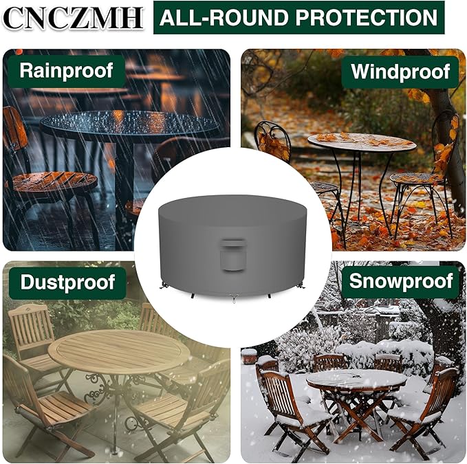 Heavy Duty Patio Furniture Covers Waterproof, 600D Round Outdoor Furniture - Image 6