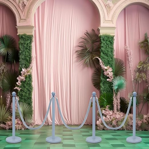 Ferraycle 4 Pcs Stainless Steel Stanchions Post Queue 38 Inch, 5 ft Velvet Rope - Image 7
