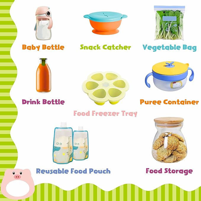 208 PCS Baby Food Labels, 26 Adorable Designs Removable Food Name Stickers - Image 4