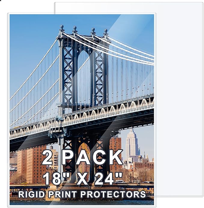 AKONEGE 2 Pcs 18" x 24" Rigid Print Protectors Clear Hard Sheet Protectors by AKONEGE