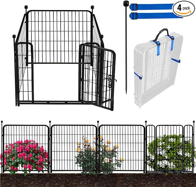ADAVIN Dog Playpen with Low Threshold Door, 40 inch 4 Panels Total 8.9 Ft by ADAVIN