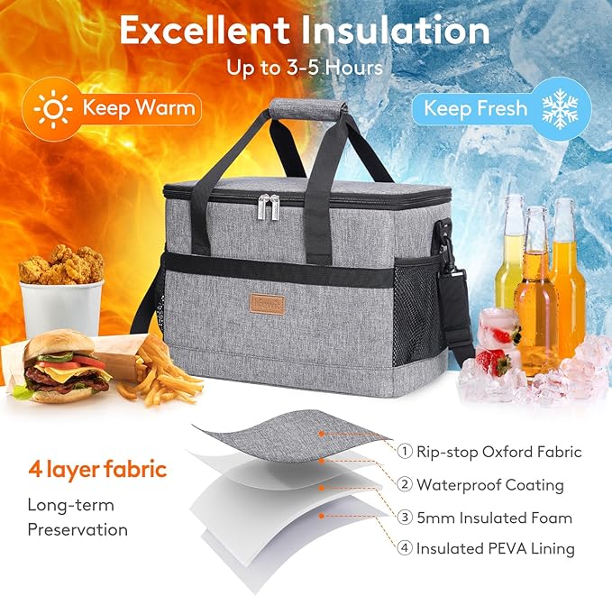 Lifewit Cooler Bag 30/50/60 Cans Collapsible and Insulated Large Lunch Bag - Image 4