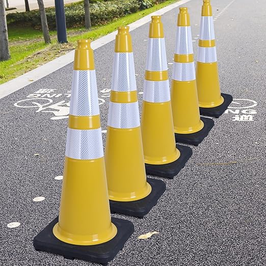 Fluorescent Orange/Green PVC Traffic Cones, Heavy Black Base Parking Lot Cone - Image 7